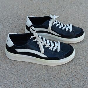 Nothing New Black Leather Platform Womens Sneakers